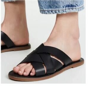 Madewell The Boardwalk Woven Slide Black Sandals Size 7.5 Style L1165